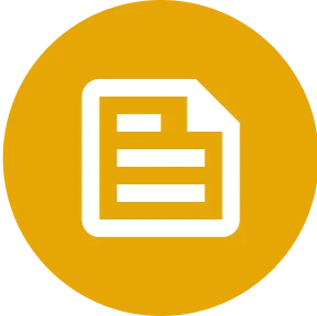Alt text: White document icon with horizontal lines on a yellow circular background, symbolizing text or document-related content. Simple and modern design.