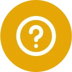 Alt text: Yellow circle with a white question mark at the center, outlined by a white ring. It suggests inquiry, help, or information.