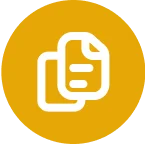 Alt text: Yellow circle with an icon of two overlapping document pages in white, symbolizing copying or duplicating files. Clean and simple design.