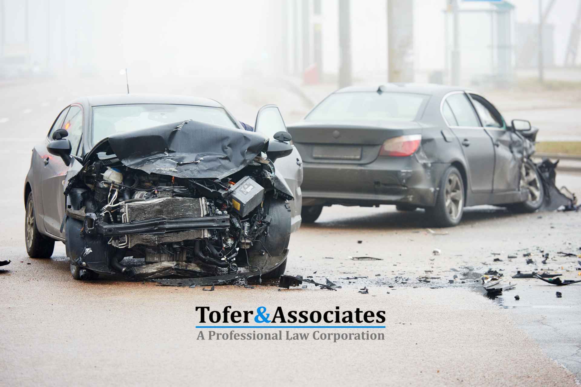 Two crashed cars in California