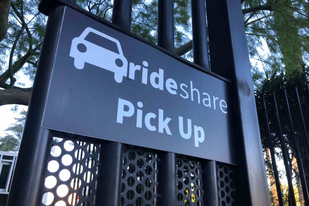 Sign for a rideshare pick-up location