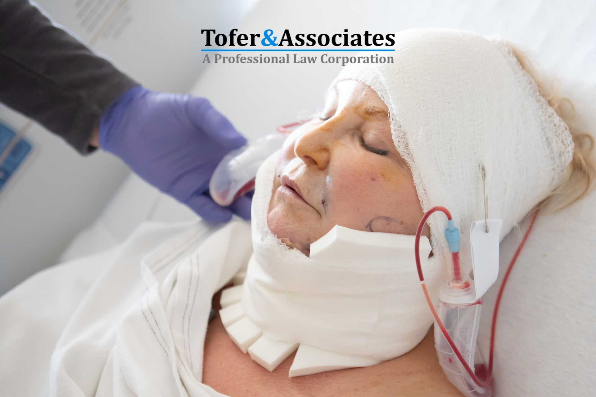 An elderly woman with a traumatic brain injury receiving medical care