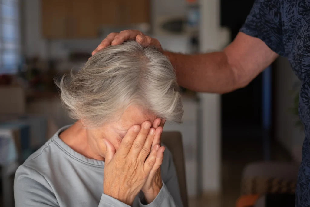 old woman being emotional