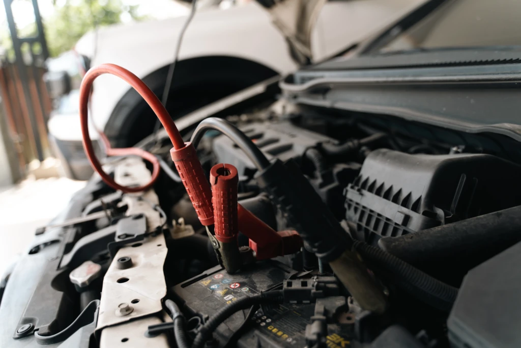 Close-up of a vehicle battery and electrical system, representing the problems lemon law attorneys review in Electrical Malfunction Claims.